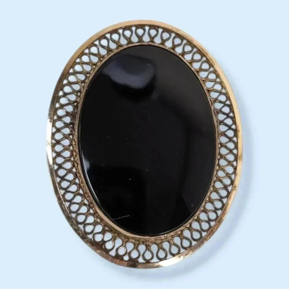 Vintage Winard 12K GF Onyx Brooch/Pendant
